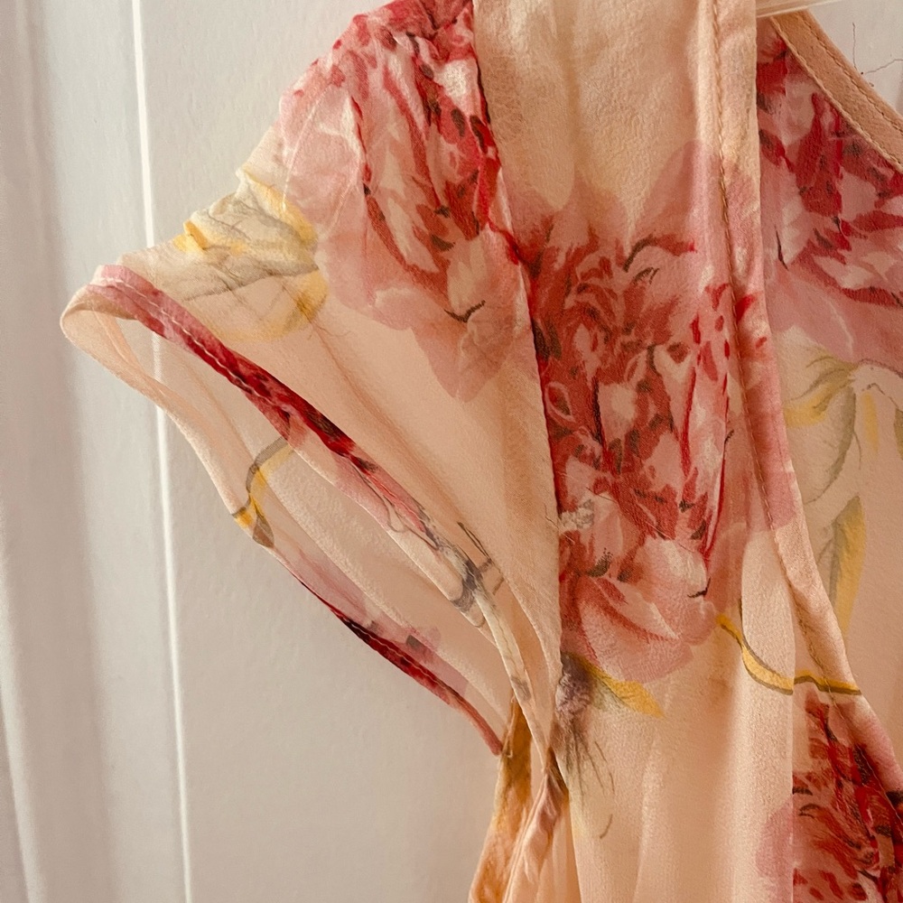 Allen B. By Allen Schwartz Silk Floral Dress in Pink and Cream - Picture 6 of 6